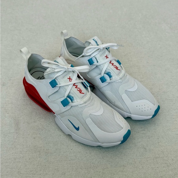 Women’s Nike Air Max Infinity White Sneakers with Red and Blue Accents - Picture 2 of 8